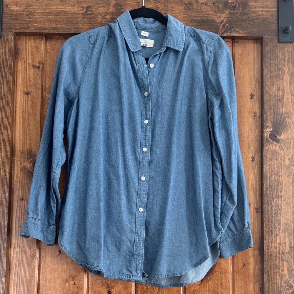 LOFT Blue Denim Button-Down Shirt